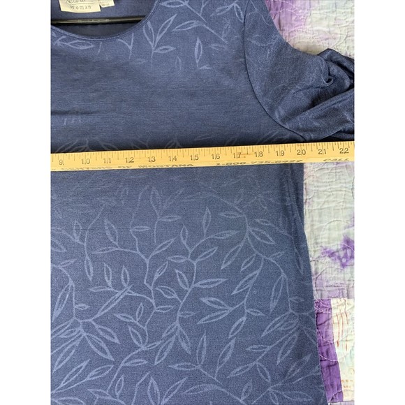 KATHIE LEE 14/16W SHORT-SLEEVED Stretch BLOUSE/TOP Blue Floral - Picture 4 of 5